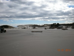  This is the second swimming pavilion parking lot, the sand is about a couple feet deep.  The walkway in the distance was at the previous elevation